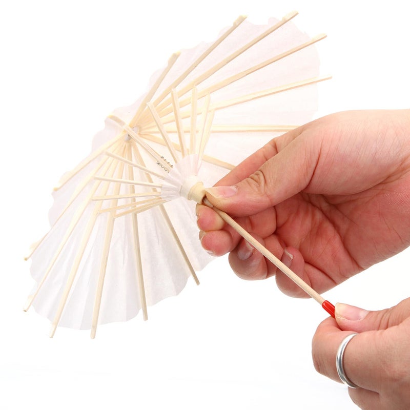 Alipis Parasol Mini Umbrella Doll Umbrella, White Blank Paper Parasol Diy Craft Umbrella Drink Umbrellas Cocktail Picks Decorations Dollhouse Cute Tiny Umbrella Mini Parasol 5pcs - Image 3
